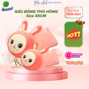 Gấu bông Thỏ hồng nằm mềm mịn đáng yêu, Thỏ hồng quà tặng dễ thương cho bé Size 45cm