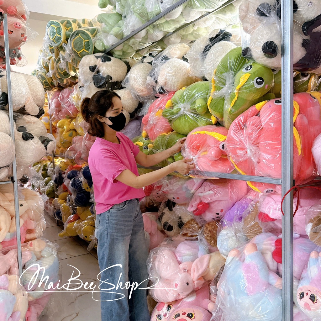 Gấu bông Thỏ hồng nằm mềm mịn đáng yêu, Thỏ hồng quà tặng dễ thương cho bé Size 45cm