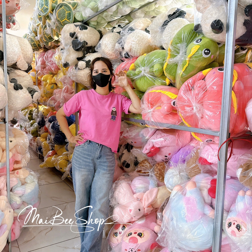 Gấu bông Thỏ hồng nằm mềm mịn đáng yêu, Thỏ hồng quà tặng dễ thương cho bé Size 45cm