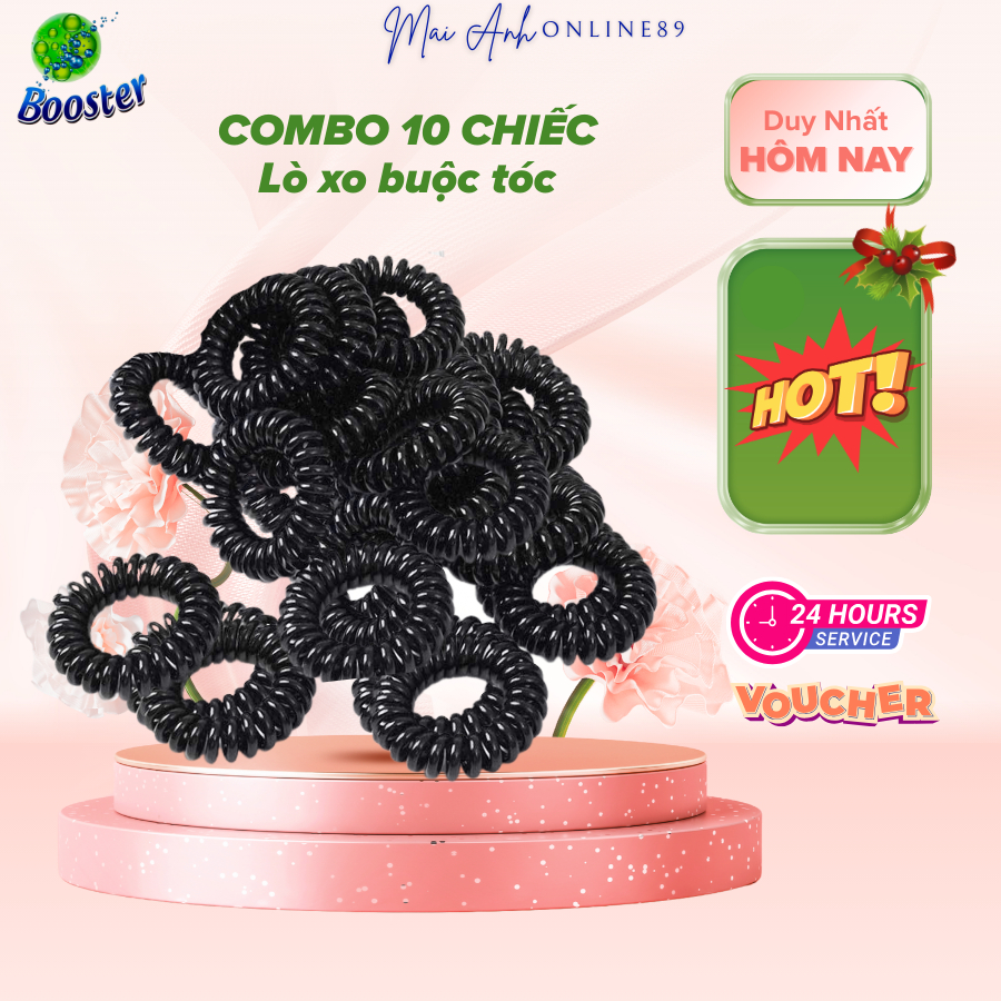 Dây buộc tóc lò xo, Sét 10 dây cột tóc nhựa xoắn phong cách hàn quốc Màu Trắng / Đen Cho Nữ