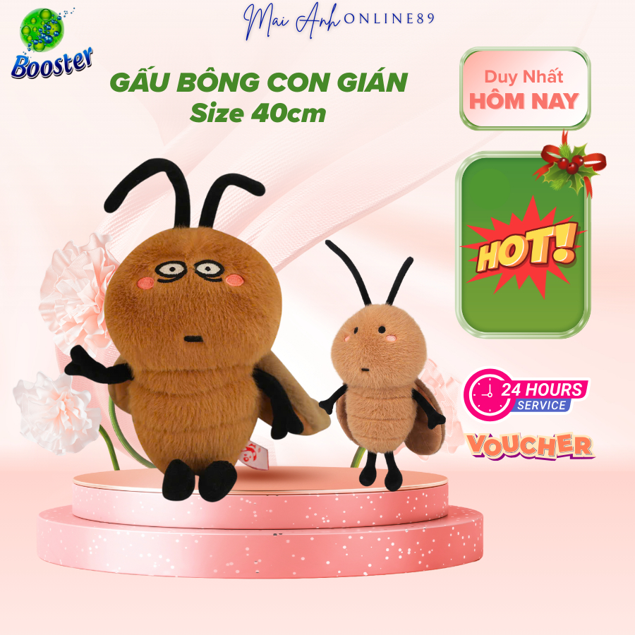 Gấu bông con gián 40cm dễ thương, thú nhồi bông cao cấp