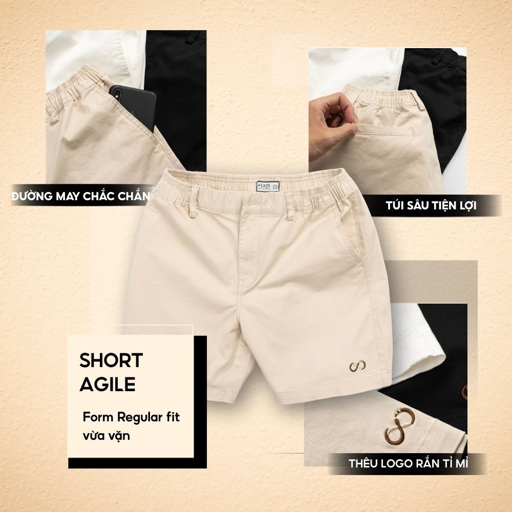Quần short kaki nam Infinity Agile, form trên gối,co giãn dễ chiu, mềm mịn, tôn dáng - FEAER