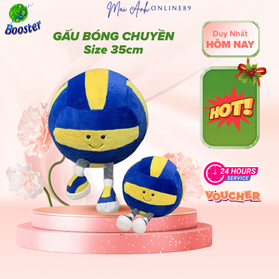 Gấu bông bóng chuyền mềm mịn 35cm, Quà tặng sinh nhật dễ thương, Thú nhồi bông cao cấp
