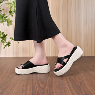 DÉP NỮ BÁNH MỲ CAO 5CM VIỀN CỐI , QUAI SỎ NGÓN KHOEN BẠC CAO CẤP D4798