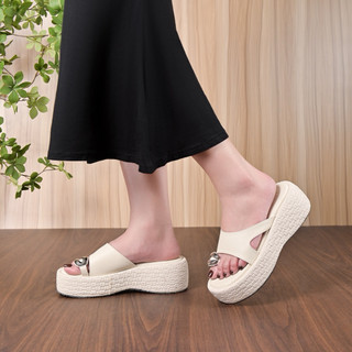 DÉP NỮ BÁNH MỲ CAO 5CM VIỀN CỐI , QUAI SỎ NGÓN KHOEN BẠC CAO CẤP D4798