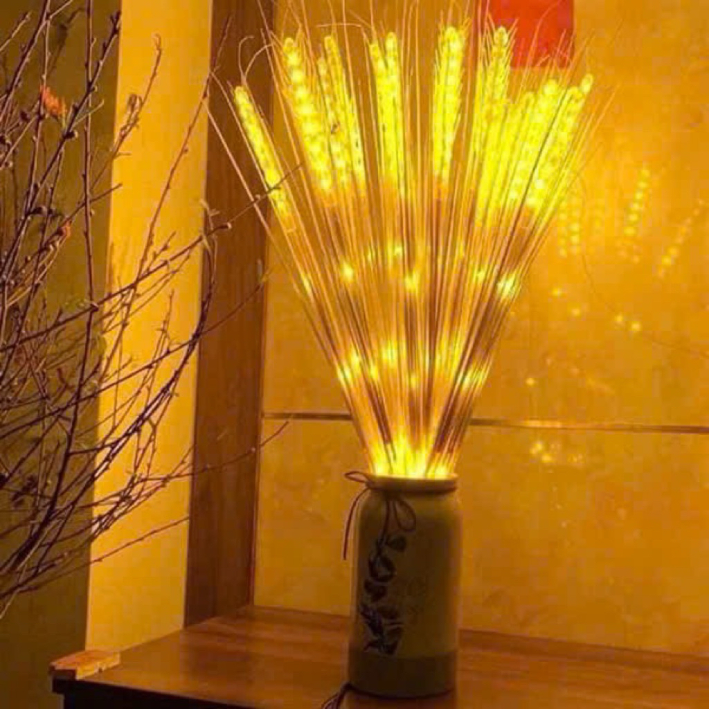 Bó 10 Cây Bông Lúa đèn led màu vàng ấm trang trí ngày tết