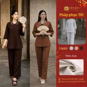 Pháp Phục Nữ Liên Hoa – Đồ Lam Nữ Cổ Bồ Đề, Thanh Lịch Đi Chùa - Hàng Thiết Kế