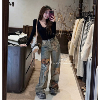 QCCC 90528 Quần jeans suông gấu 3D mới về siêu hot siêu đẹp,cực chất