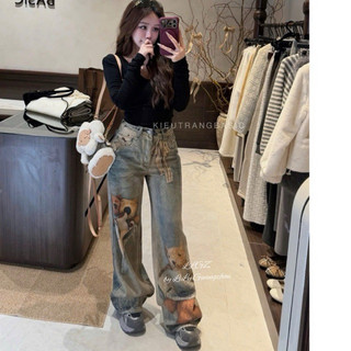 QCCC 90528 Quần jeans suông gấu 3D mới về siêu hot siêu đẹp,cực chất