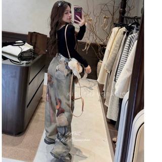 QCCC 90528 Quần jeans suông gấu 3D mới về siêu hot siêu đẹp,cực chất