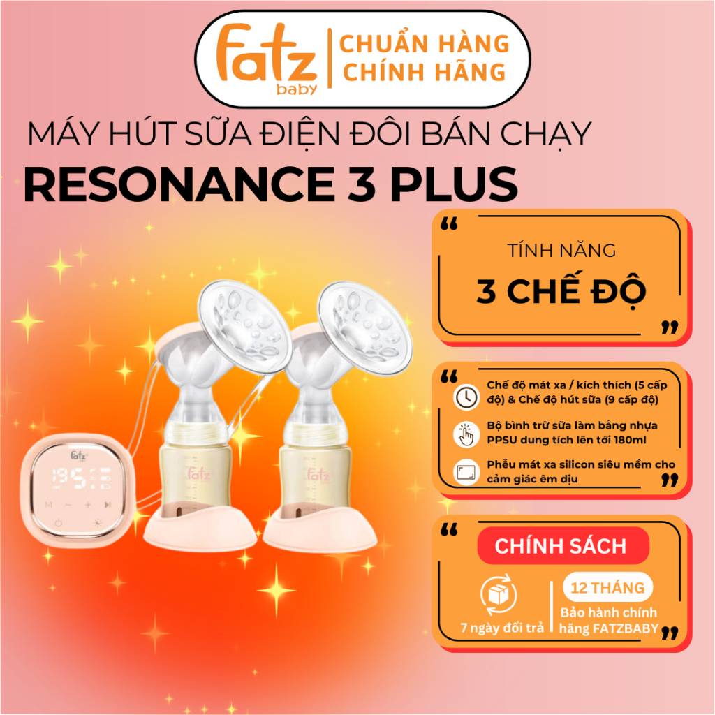 Máy hút sữa điện đôi FATZ BABY Resonance 3 Plus chế độ mát xa, công nghệ hút rung matxa cải tiến
