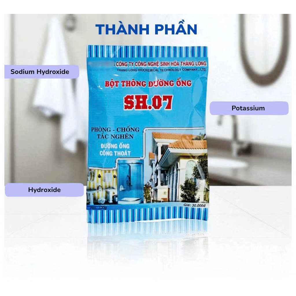 xả kho giảm 40% Bột Làm Sach Đường Ống SH07 – Hỗ Trợ Làm Sạch Đường Ống, Bồn Rửa, Khu Vực Thoát Nước