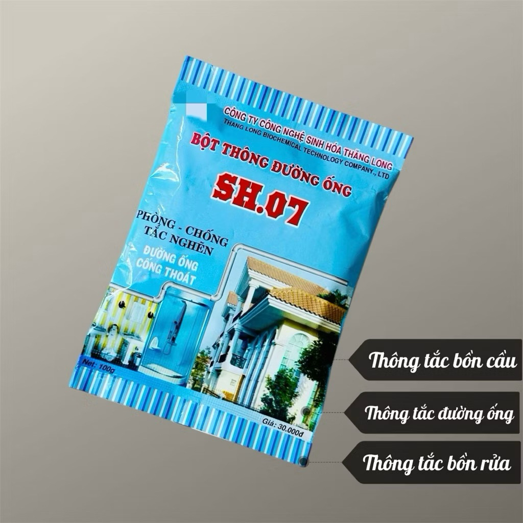 xả kho giảm 40% Bột Làm Sach Đường Ống SH07 – Hỗ Trợ Làm Sạch Đường Ống, Bồn Rửa, Khu Vực Thoát Nước