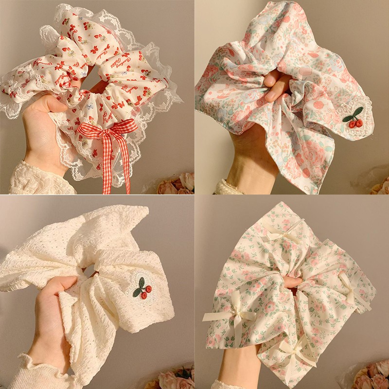 Dây Buộc Tóc Scrunchies Vuông Nhiều Họa Tiết Dễ Thương Xinh Xắn Phụ Kiện Tóc Cho Nữ Và Bé Gái Empoli