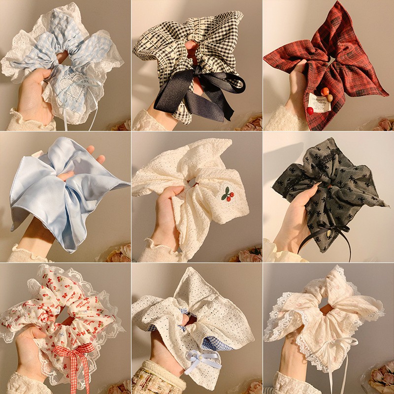 Dây Buộc Tóc Scrunchies Vuông Nhiều Họa Tiết Dễ Thương Xinh Xắn Phụ Kiện Tóc Cho Nữ Và Bé Gái Empoli