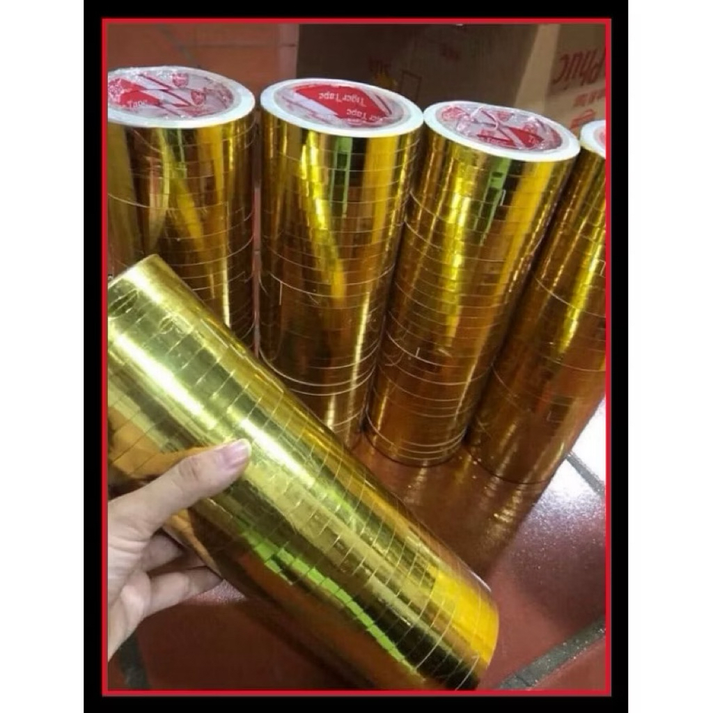 [BUÔN] 1 CÂY, (24 CUỘN) BĂNG DÍNH VÀNG BÓNG 1,5CM - VPP QUỐC HUY.