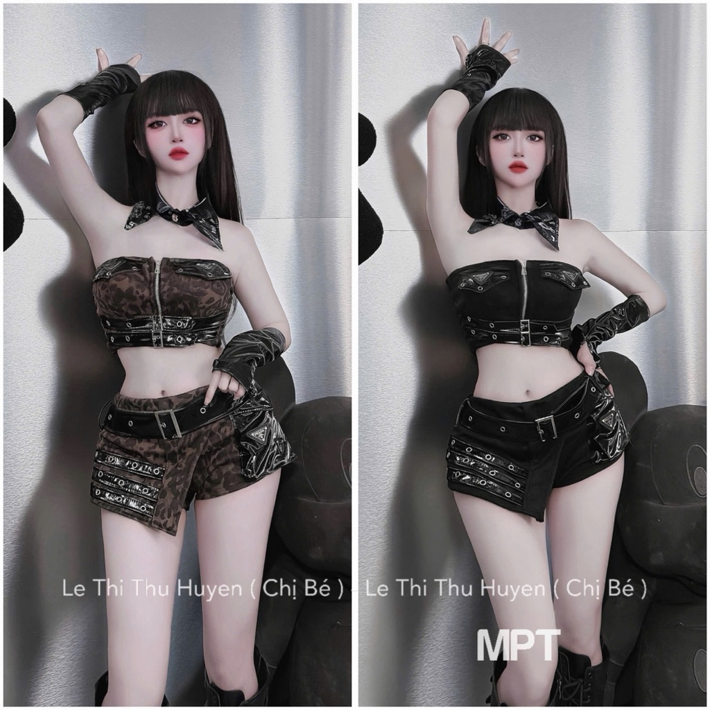 Set váy phối siu chất kèm cổ rời siu chất chơi