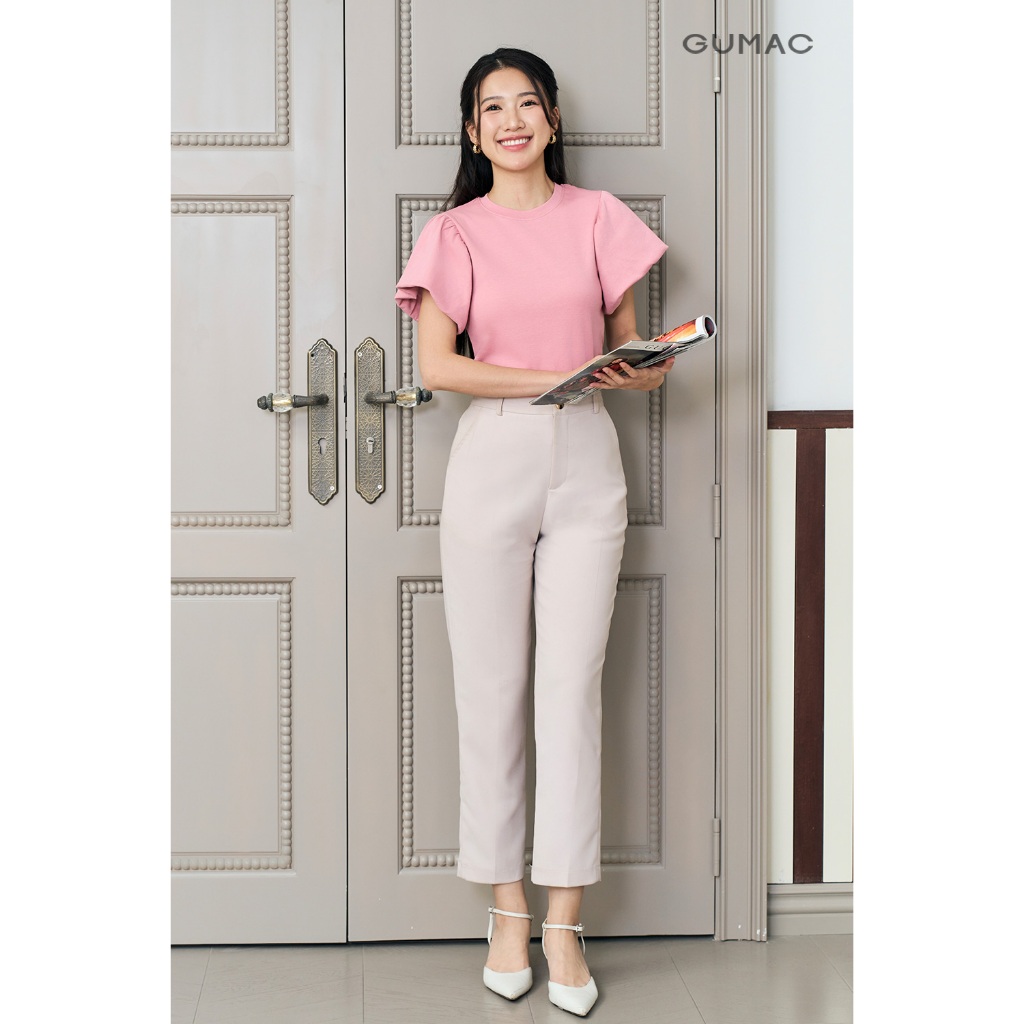 Áo Thun Nữ Tay Phồng GUMAC Form Ôm Nhẹ Chất Thun Borip Co Giãn Thoải Mái LATF1105