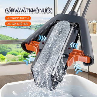 Cây Lau Nhà Tự Vắt Mút Xốp PVA Thông Minh Chổi Lau Sàn Hút Sạch Tóc Lông Chó Mèo & Bụi Mịn Siêu Sạch