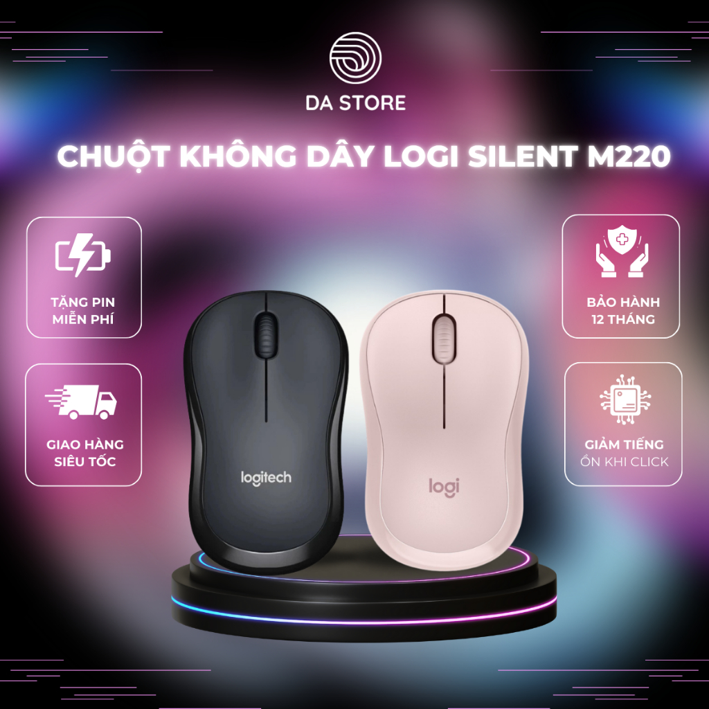 Chuột Không Dây Logitech M220 Silent, Giảm Tiếng Động, USB, Thích Hợp PC/Laptop ,Bảo Hành 12 Tháng