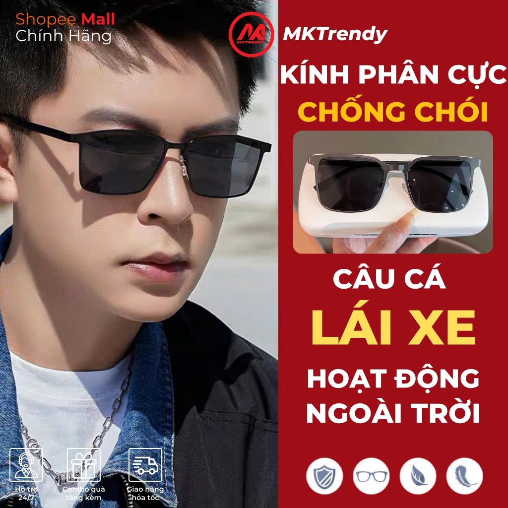 Kính râm phân cực chống chói MKTRENDY kính mát chống bụi đi đường chống tia UV thời trang nam nữ M1