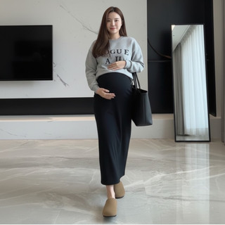 Chân Váy Dài, Chân Váy Bầu Dáng Dài Thu Đông Belles chất Nỉ Lông Thỏ Loại 1 Chân Váy Xẻ Tà CVLT42