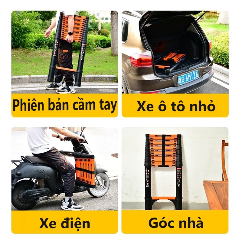 Thang Nhôm Rút Inox 1.9M - 6.0M Dễ dàng mang theo Thiết bị khóa tự động