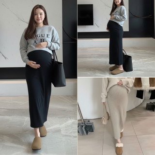 Chân Váy Dài, Chân Váy Bầu Dáng Dài Thu Đông Belles chất Nỉ Lông Thỏ Loại 1 Chân Váy Xẻ Tà CVLT42