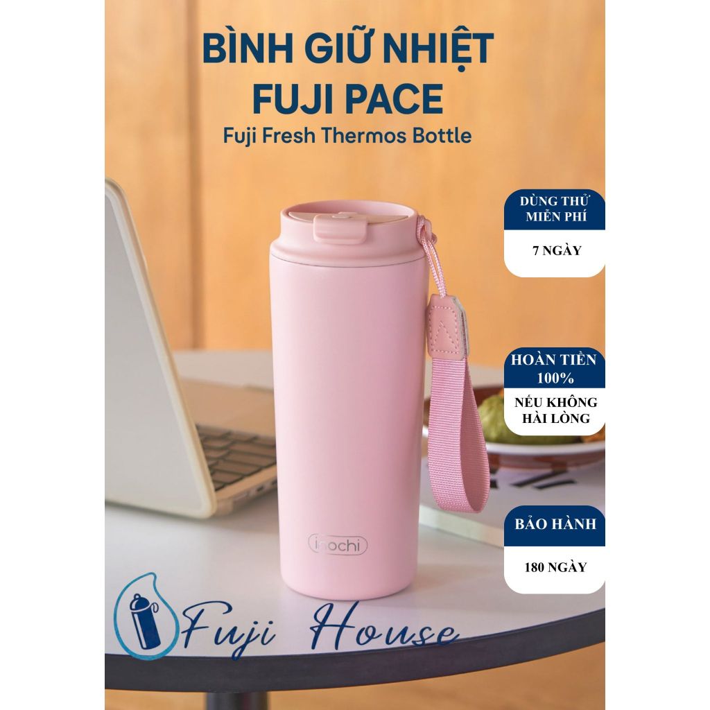 [KHẮC TÊN] Bình giữ nhiệt Fuji Pace, Nắp Đậy Trượt Thông Minh Kèm Dây Đeo Tiện Lợi | BigBuy360 - bigbuy360.vn