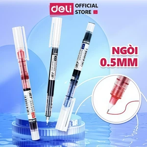 Bút Gel Bút Nước Deli Bút Viết Tiếng Trung Roller Pen Cao Cấp Ngòi 0.5mm Viết Trơn Tru Học Sinh Màu Xanh Đen Đỏ