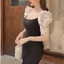 Váy Body Đen Tay Hoa Co Giản Tôn Dáng Thiết Kế Cao Cấp- Kim Thoa Design