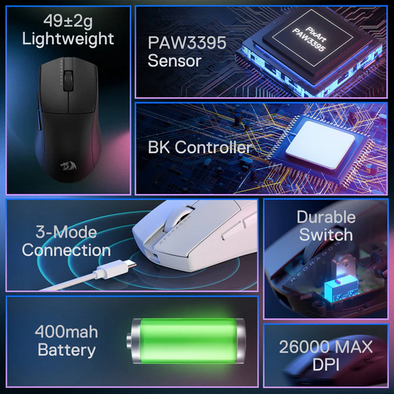 Chuột Vi Tính Gaming 3 Chế Độ Có Dây, Không Dây (2.4G) Và Bluetooth REDRAGON K1NG M916 PRO-1K | BigBuy360 - bigbuy360.vn