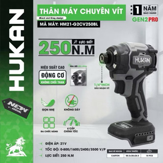 Chuyên Vít Hukan 250N.m - Thân Máy chuyên vít pin Hukan, Lực siết 250Nm, 4 tốc độ, 4 tính năng - Chân pin