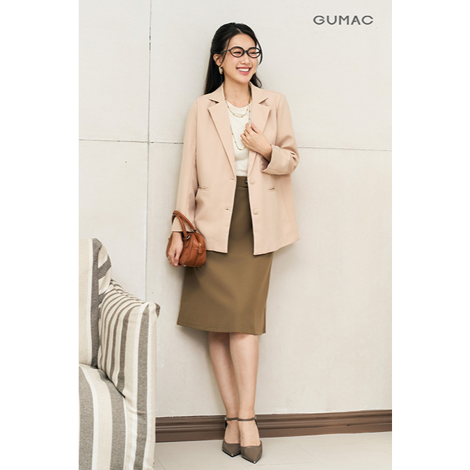Áo Blazer Nữ GUMAC Form Rộng Có Đệm Vai Mỏng Có Túi Dễ Phối Đồ LOWF1015