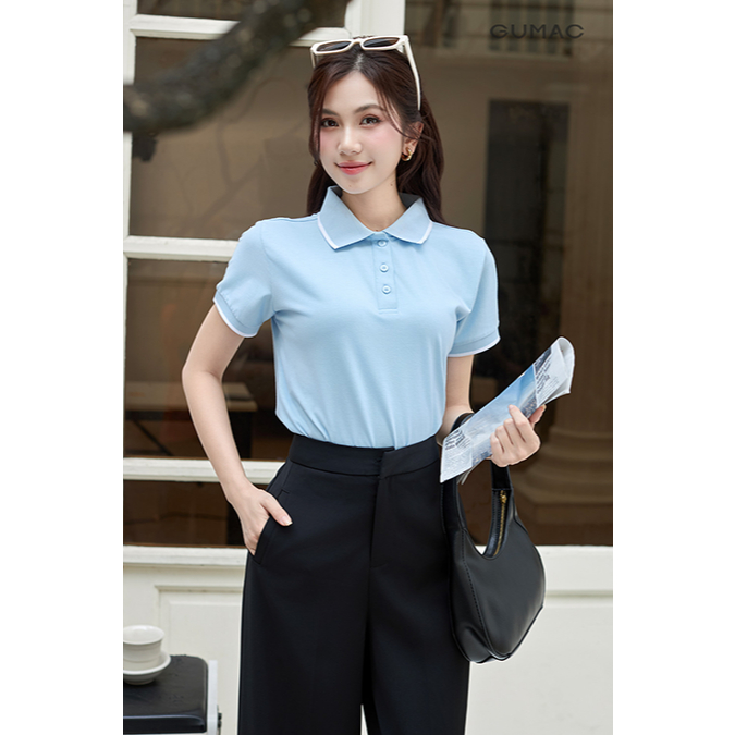 Áo Thun Polo Nữ GUMAC Form Suông Thiết Kế Cơ Bản Trẻ Trung Dễ Phối Đồ LPLF1209