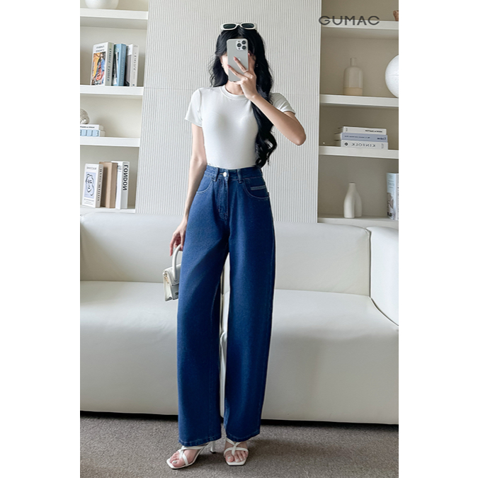 Áo Thun Nữ Trơn Cổ Tròn GUMAC Form Ôm Slim Chất Cotton Mịn Co Giãn Thoáng Mát LATF0912