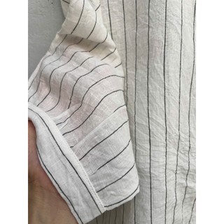 Áo kiểu nữ cổ trụ tay phồng Linen tưng washed. JUNE LINEN #A47