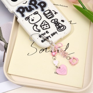 【Chamvn】Mặt dây chuyền điện thoại đính hạt thủ công hình bánh dâu tây thích hợp để treo túi xách. đa năng hình trái tim
