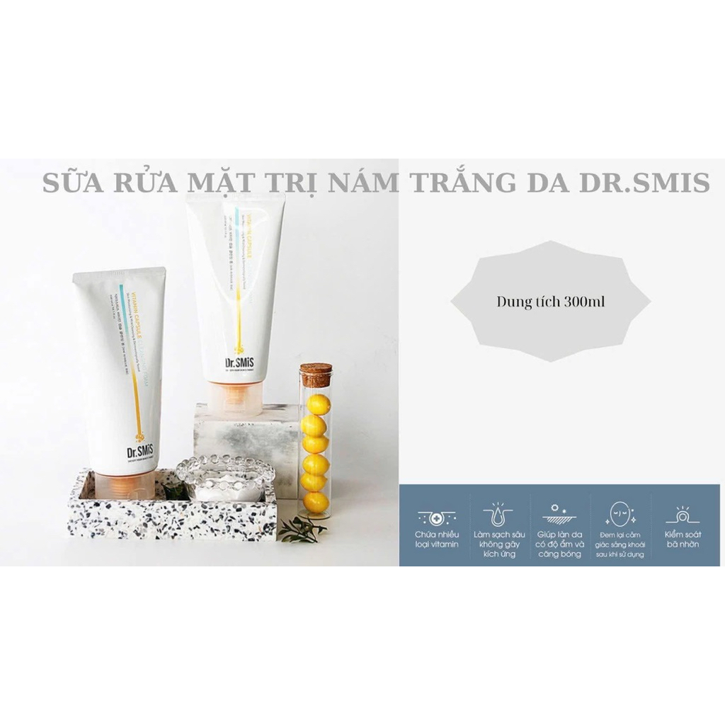 SỮA RỬA MẶT TRẮNG DA MỜ NÁM DR.SMIS 300ML DAYCELL
