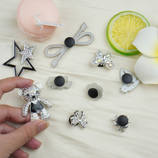 Bộ 9 Sticker, Charm 3D chủ đề Gấu thuyền nhựa cứng gắn Dép Sục, Cá sấu JB-435 Mita