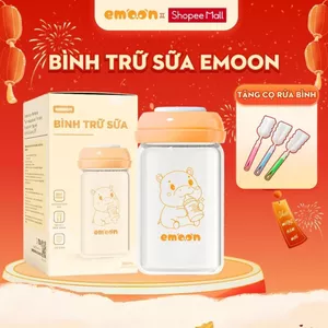 Bình trữ sữa thủy tinh Emoon, thiết kế cổ rộng an toàn kháng khuẩn chịu nhiệt tốt đa năng công dụng