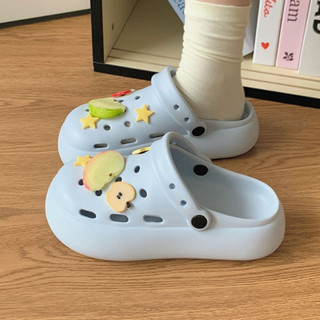 Dép sục nữ đế cao 4cm đế bằng kèm charm Táo lát/Táo xanh đỏ kiểu sandal quai hậu dễ thương CS-239