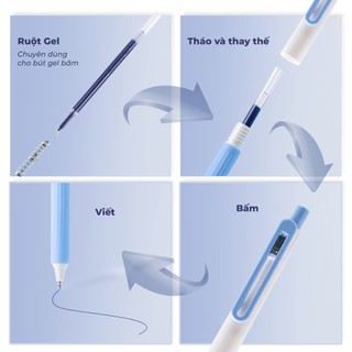 [Giảm 7K] Hộp 10/12 Bút Gel Classmate Bút Bi Nước Bấm Ngòi ST2Bi 0.5mm Mực Xanh Đen Tím Nhanh Khô, Nhiều Mực