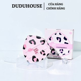 Mút Đánh Nền Hình Giọt Nước Báo Hồng Guoxiaoniu Pink Leopard Print Large Round-Tip Powder Puff