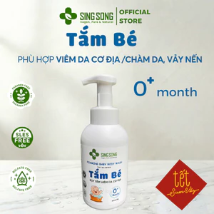 Sữa tắm tạo Bọt cho bé (Singsong Vegan), Viêm da cơ địa, Chàm Da, Vảy Nến, Eczema, Da Nhạy Cảm-500ml