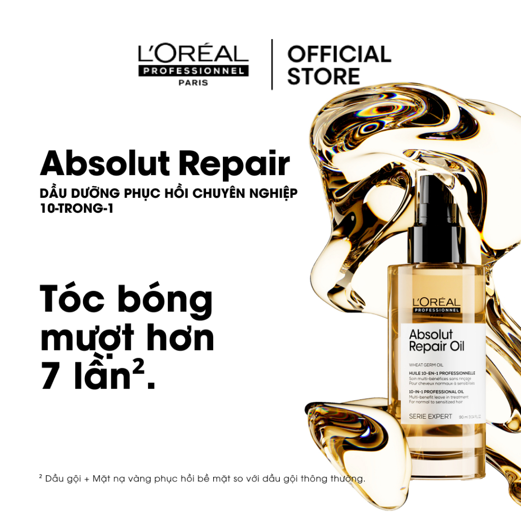 Tinh dầu dưỡng tóc 10 trong 1 phục hồi hư tổn toàn diện chuyên nghiệp Absolut Repair Oil 90ml - Dành cho tóc khô xơ, hư