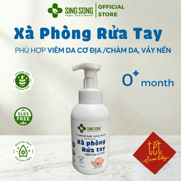 Xà Phòng Rửa Tay tạo Bọt cho Bé (Singsong) -Viêm da cơ địa  - 500ML