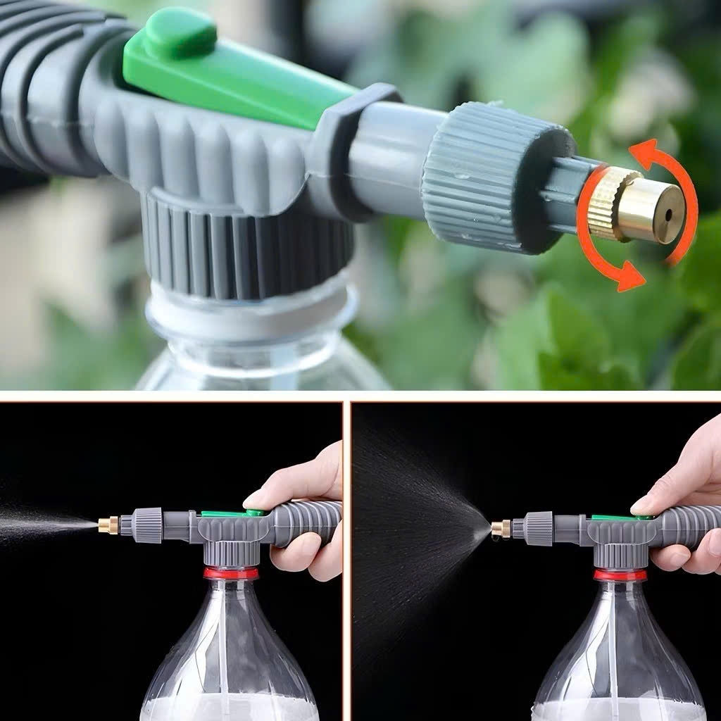 Bình Xịt Tưới Cây Áp Suất Gắn Chai Nhựa Đa Năng – Đầu Phun Đồng Điều Chỉnh Tia Nước