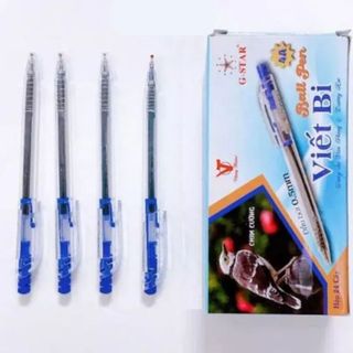 LEAFBOOK Bút Bi Ấn Độ Mực Xanh Ngòi 0.5mm Bút Bi Bấm Gstar 4A Viết Êm Mực Đều Cho Học Sinh Sinh Viên Văn Phòng