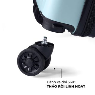 Vali Kéo Mini MIAvn Larita LANCA - Size 16 Inch, Nhựa ABS Cứng Cáp, Bánh Xe Đôi Tháo Rời, Khoá Kéo